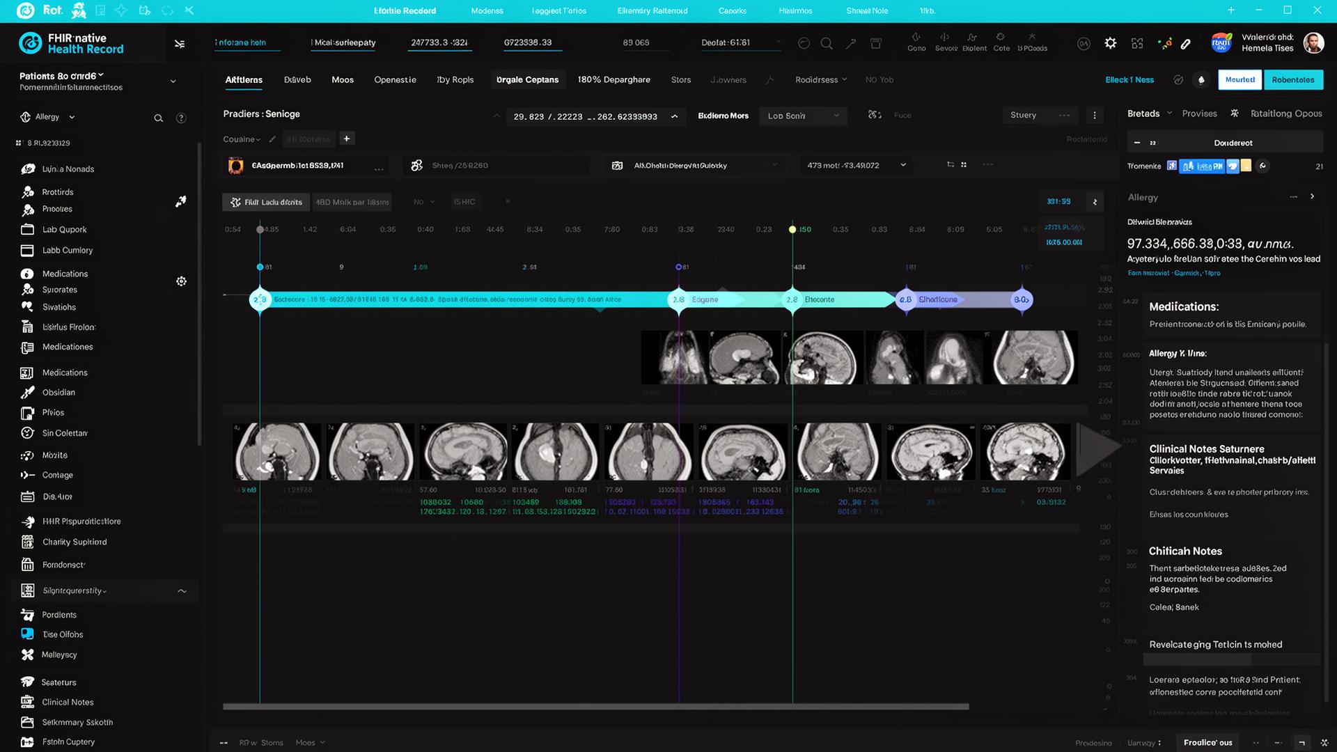 FHIR-native longitudinal record with imaging and labs.