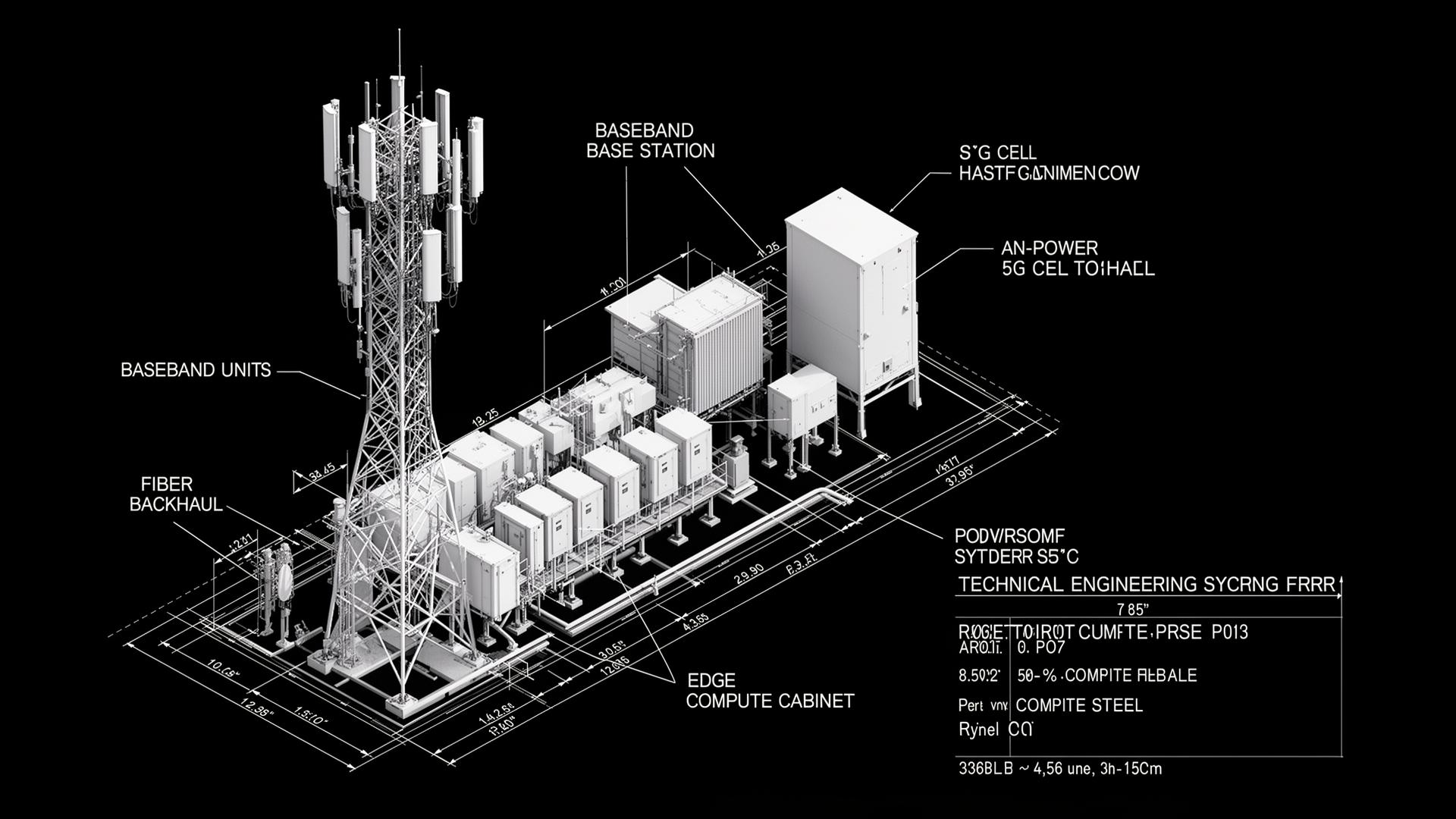 5G cell site - base station and edge compute schematic.